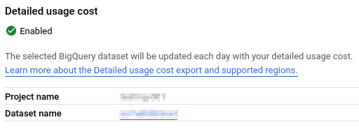 Detailed usage cost enabled